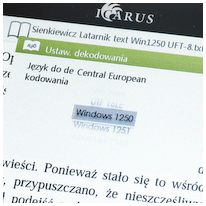 Multimedialny czytnik książek elektronicznych Icarus Omnia wyświetlanie polskich znaków